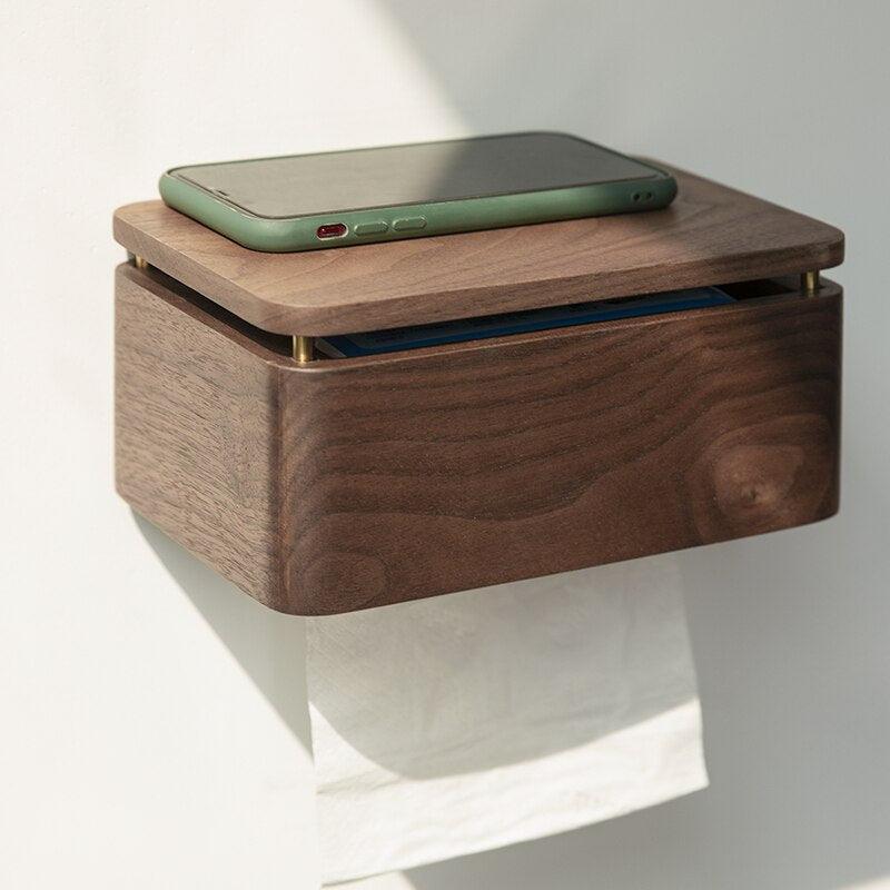 OakAura Minimalist Wooden Toilet Paper Holder For Modern Bathrooms
