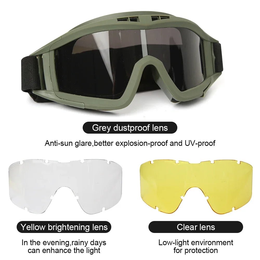 GuardSight Taktische Schutzbrille mit drei austauschbaren Gläsern für den Außenbereich