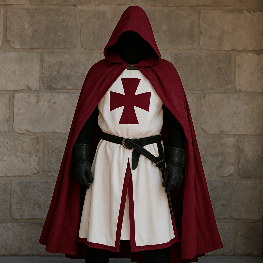 Valorian Medieval Knight Templar Costume With Classic Cloak