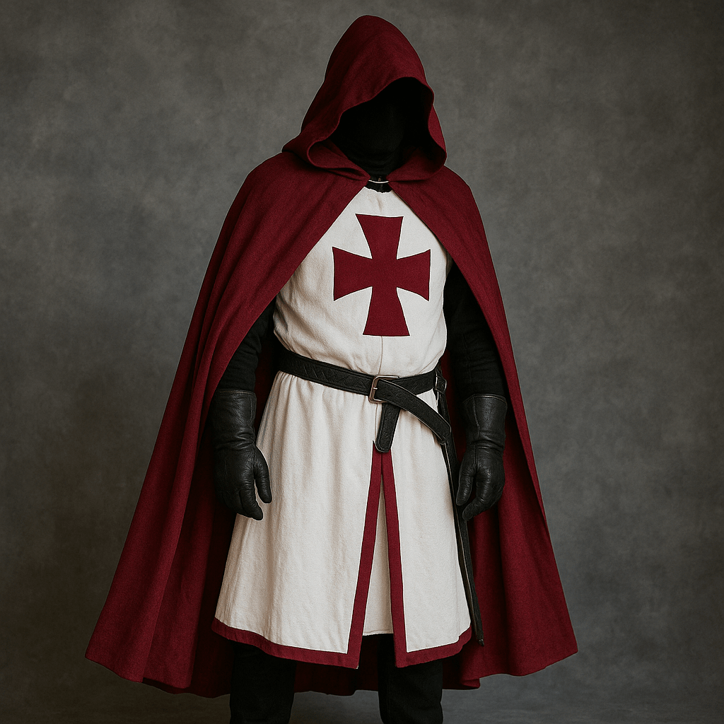 Valorian Medieval Knight Templar Costume With Classic Cloak