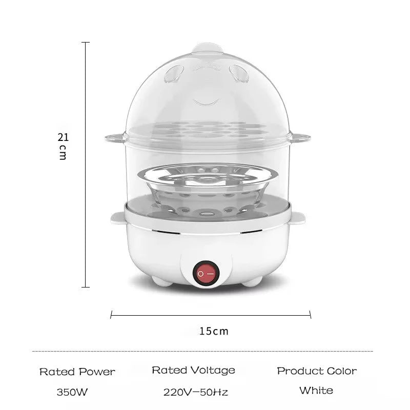 NovaSteam Electric Double-Layer Egg Cooker for Fast, Even Steaming