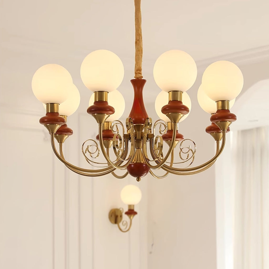 Luxurious Chandelier With Green Glass Shades In Gold Or Black Finish, 3, 5, Or 8 Lights