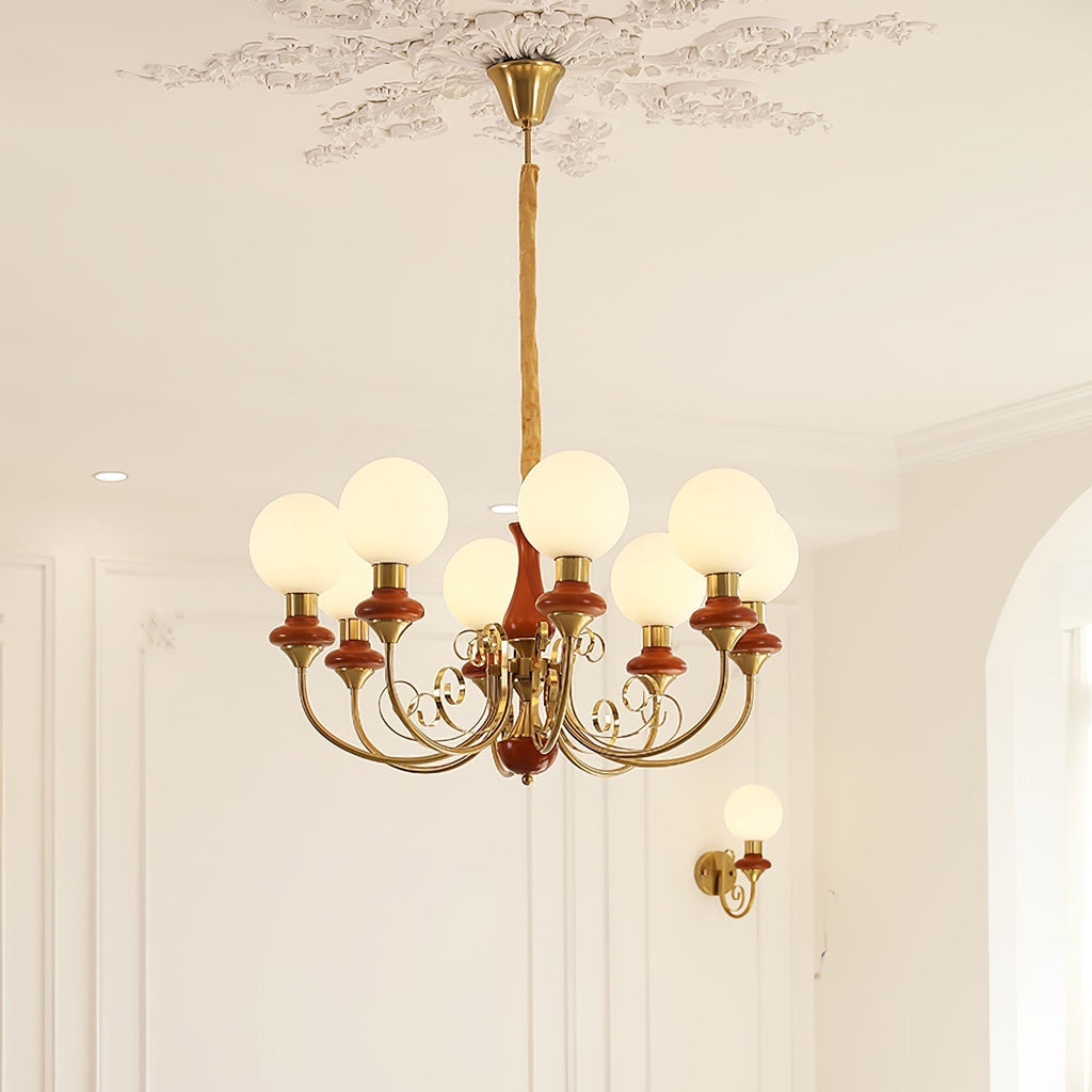 Luxurious Chandelier With Green Glass Shades In Gold Or Black Finish, 3, 5, Or 8 Lights