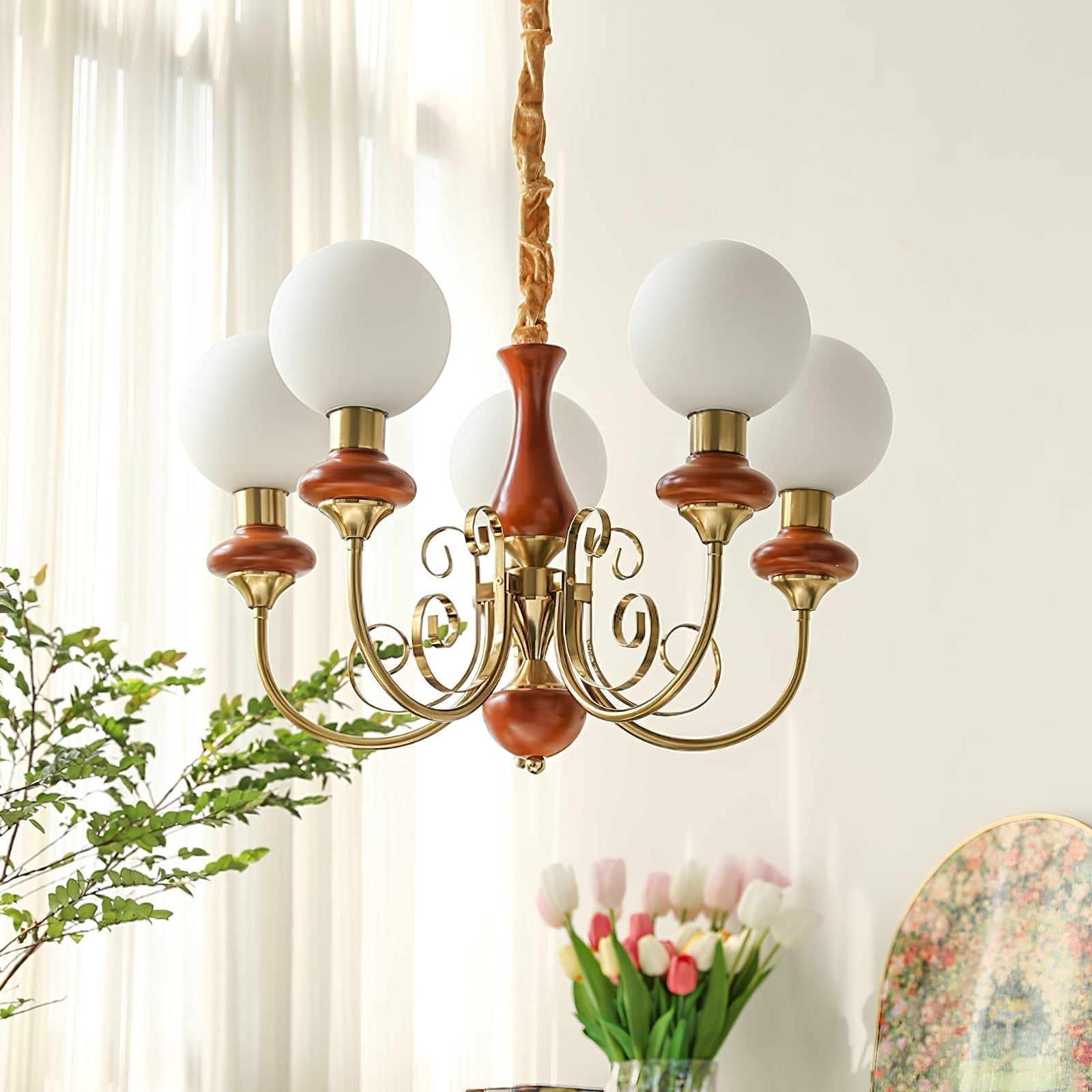 Luxurious Chandelier With Green Glass Shades In Gold Or Black Finish, 3, 5, Or 8 Lights