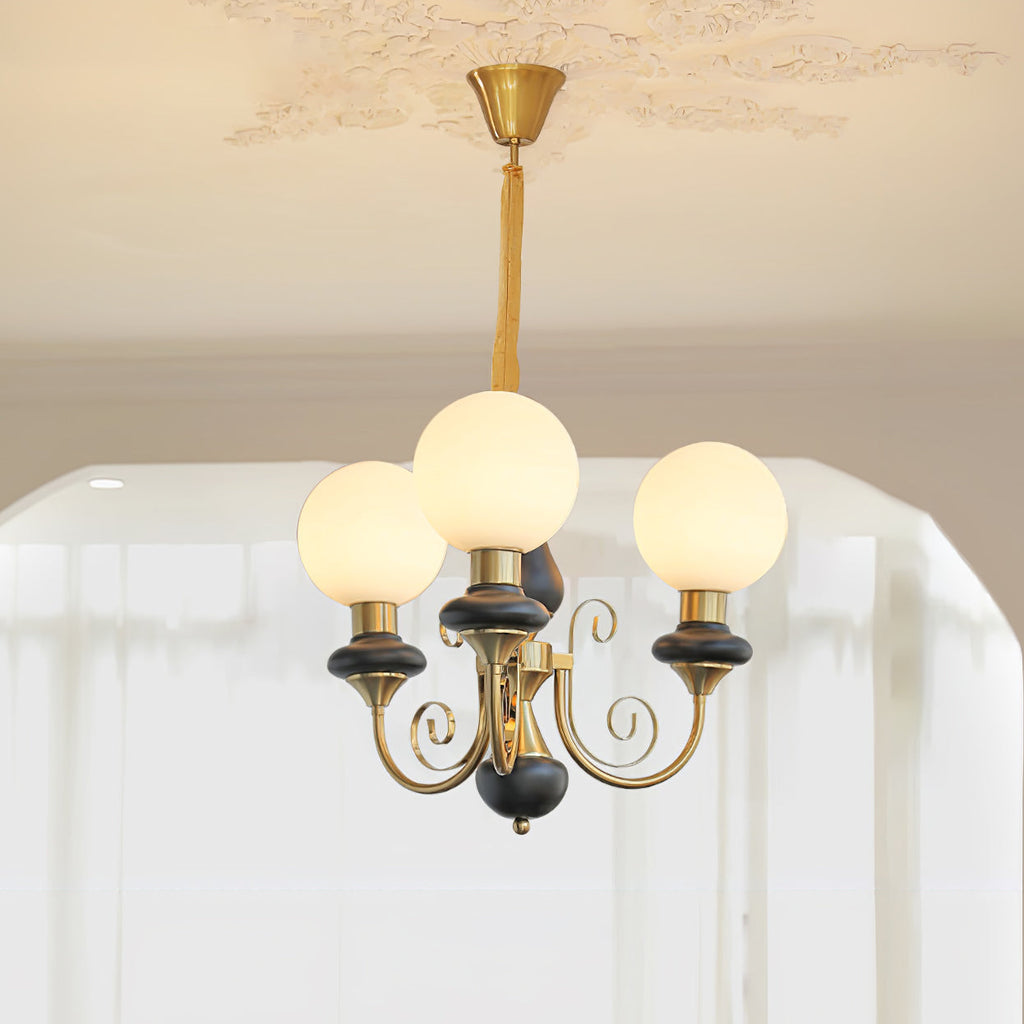 Luxurious Chandelier With Green Glass Shades In Gold Or Black Finish, 3, 5, Or 8 Lights