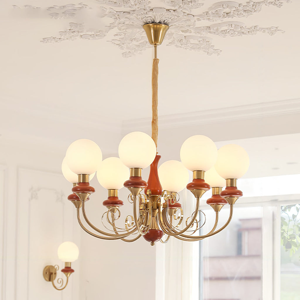 Luxurious Chandelier With Green Glass Shades In Gold Or Black Finish, 3, 5, Or 8 Lights