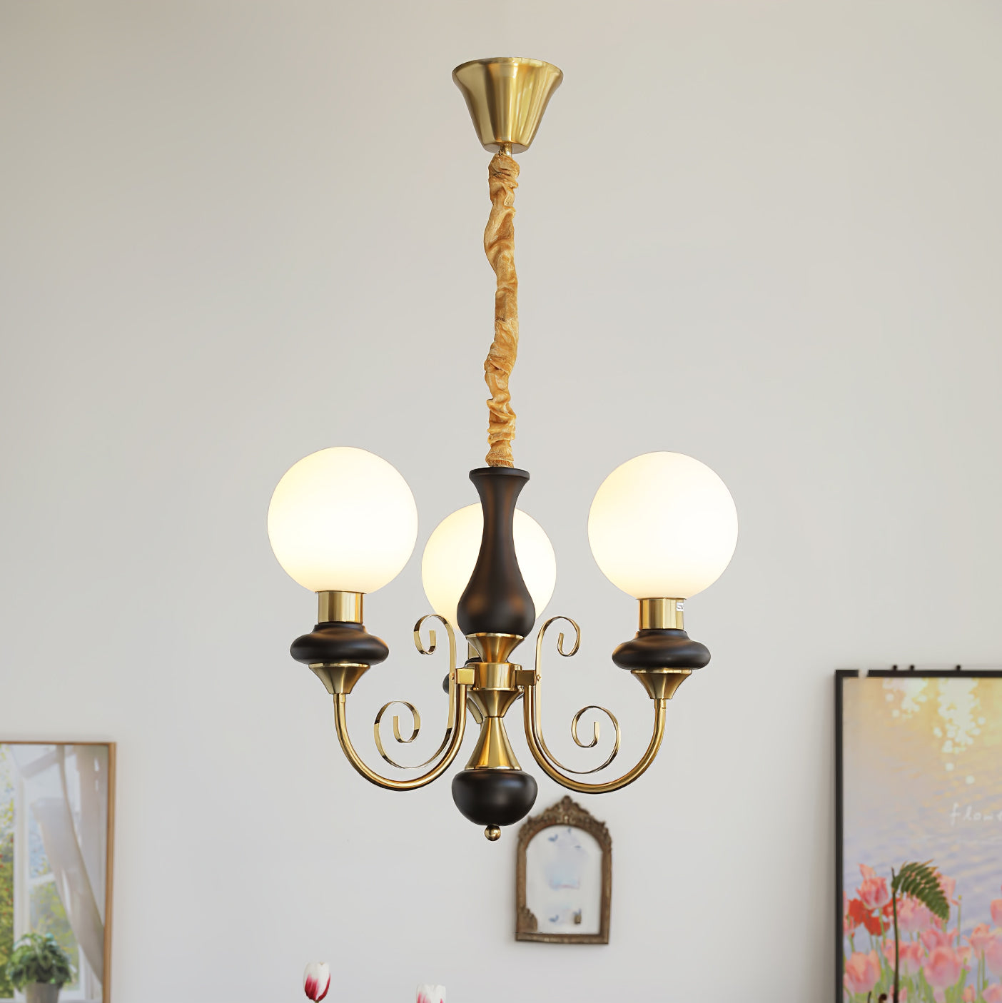 Luxurious Chandelier With Green Glass Shades In Gold Or Black Finish, 3, 5, Or 8 Lights