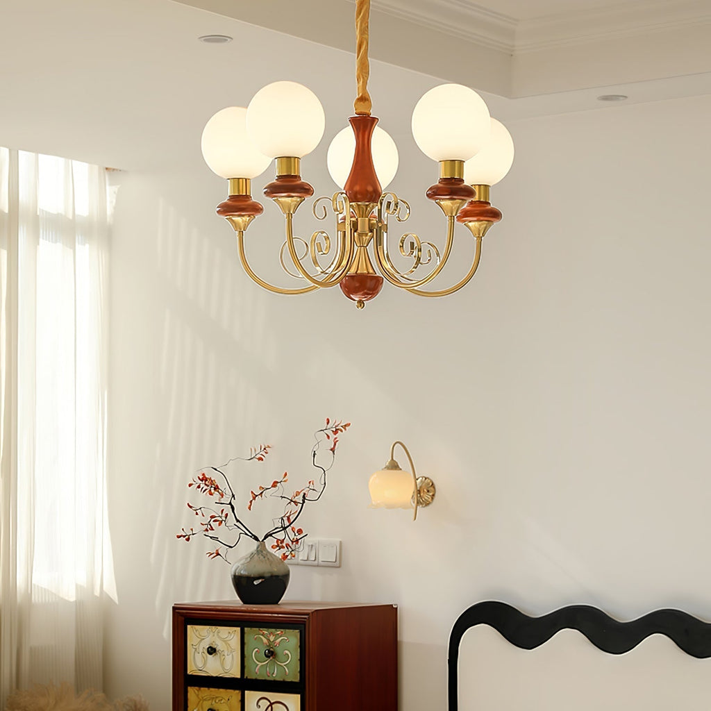 Luxurious Chandelier With Green Glass Shades In Gold Or Black Finish, 3, 5, Or 8 Lights