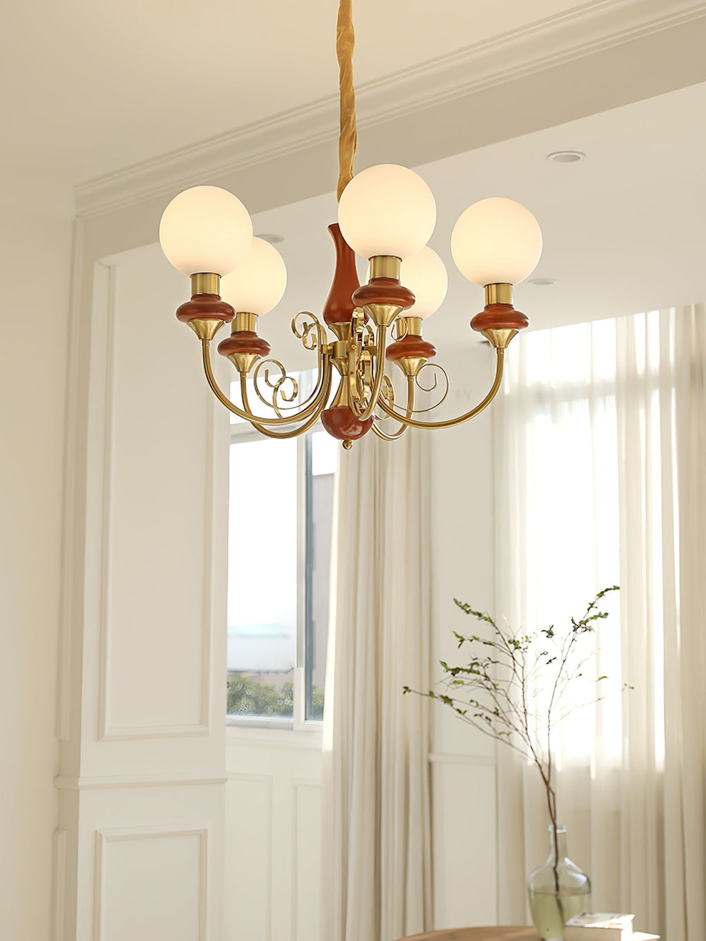 Luxurious Chandelier With Green Glass Shades In Gold Or Black Finish, 3, 5, Or 8 Lights