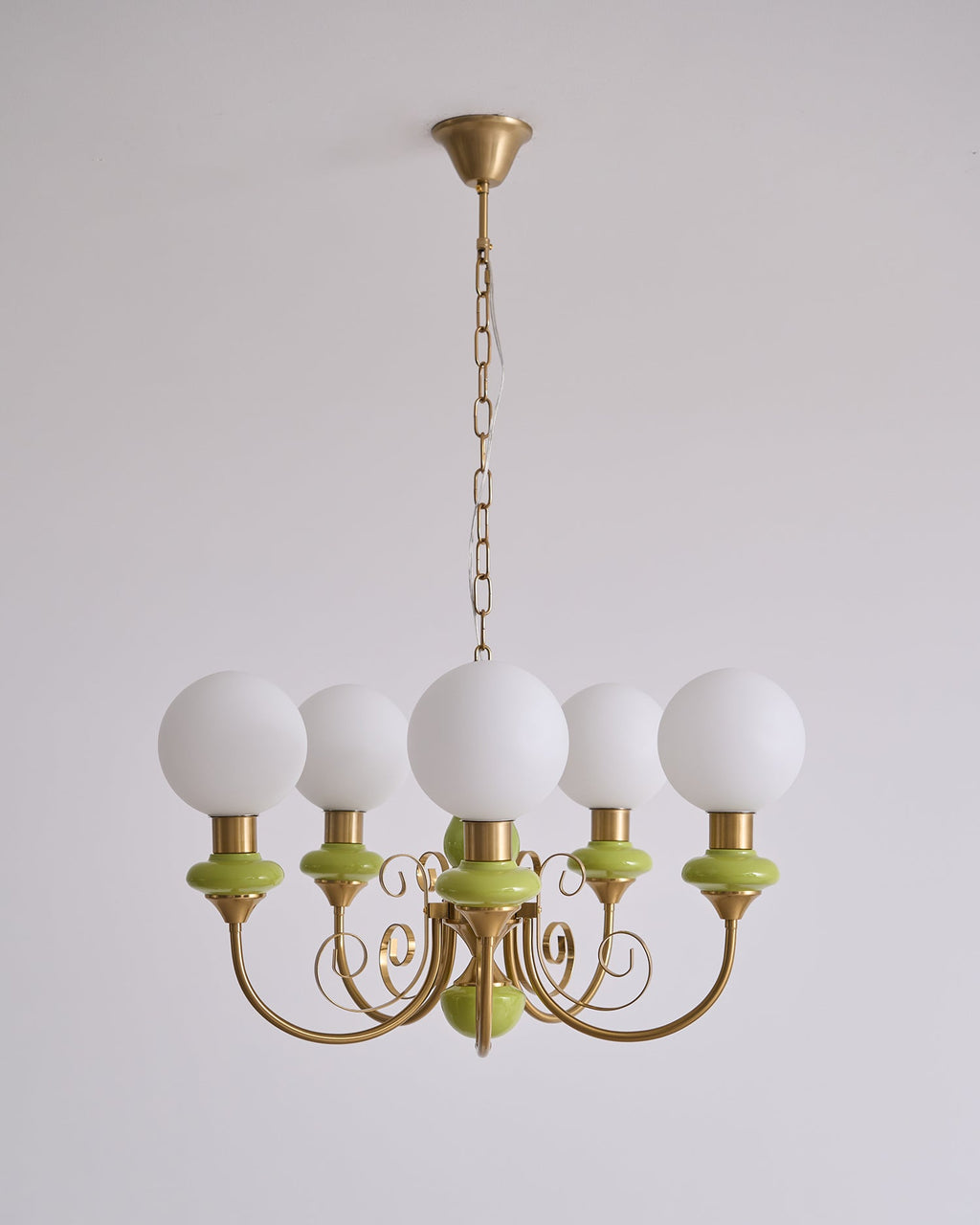 Luxurious Chandelier With Green Glass Shades In Gold Or Black Finish, 3, 5, Or 8 Lights