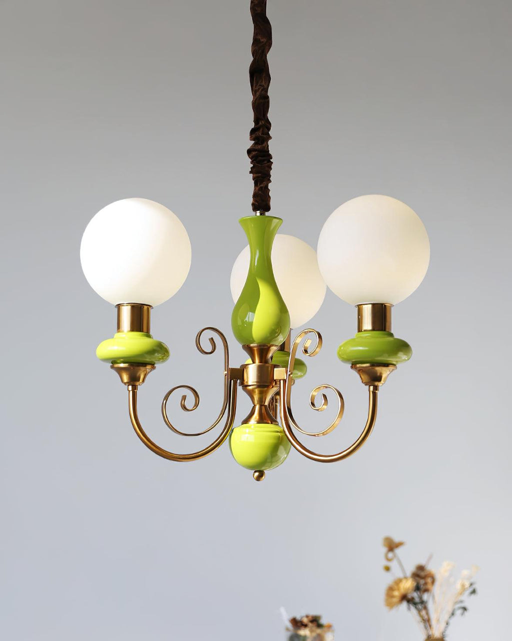 Luxurious Chandelier With Green Glass Shades In Gold Or Black Finish, 3, 5, Or 8 Lights