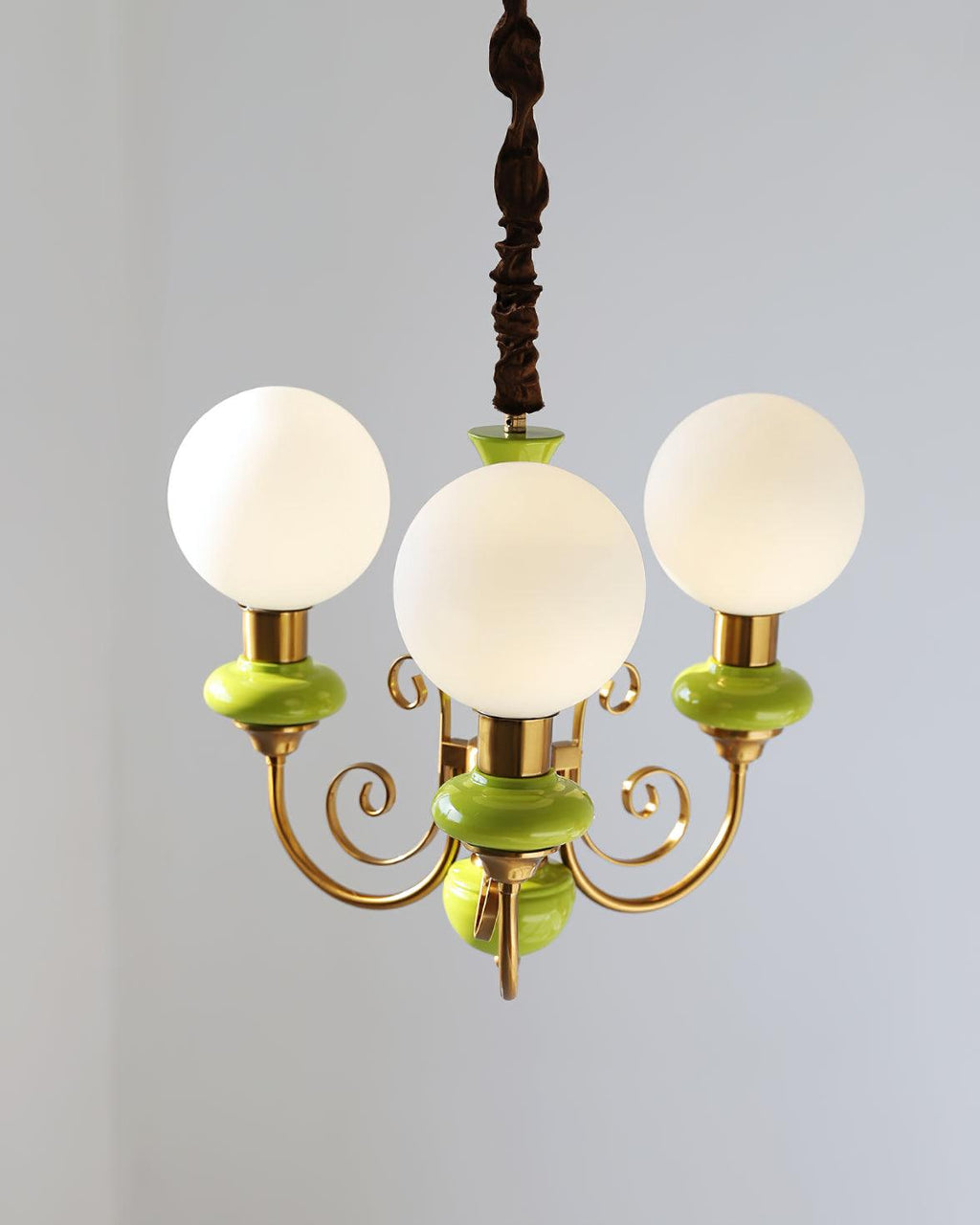 Luxurious Chandelier With Green Glass Shades In Gold Or Black Finish, 3, 5, Or 8 Lights