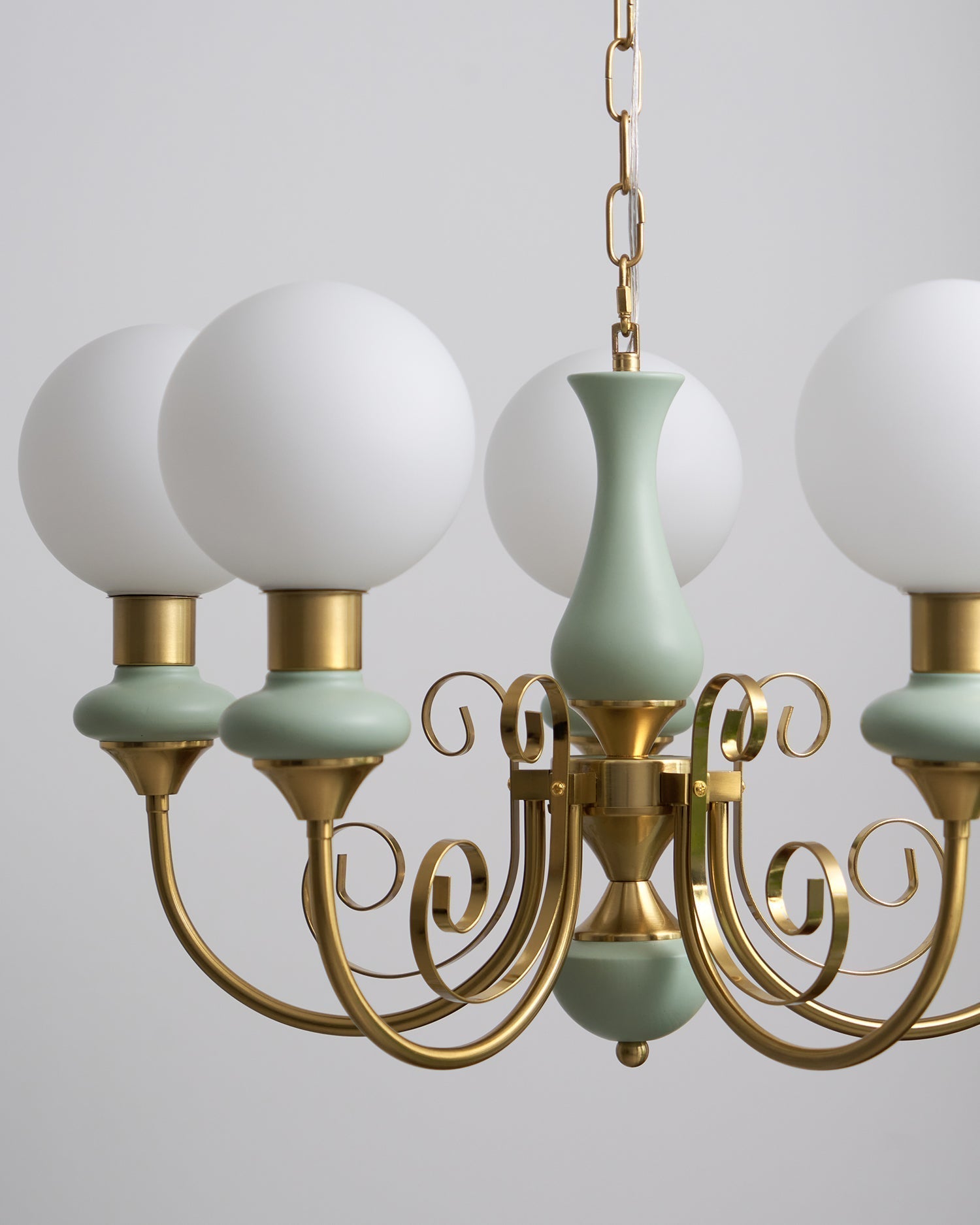 Luxurious Chandelier With Green Glass Shades In Gold Or Black Finish, 3, 5, Or 8 Lights