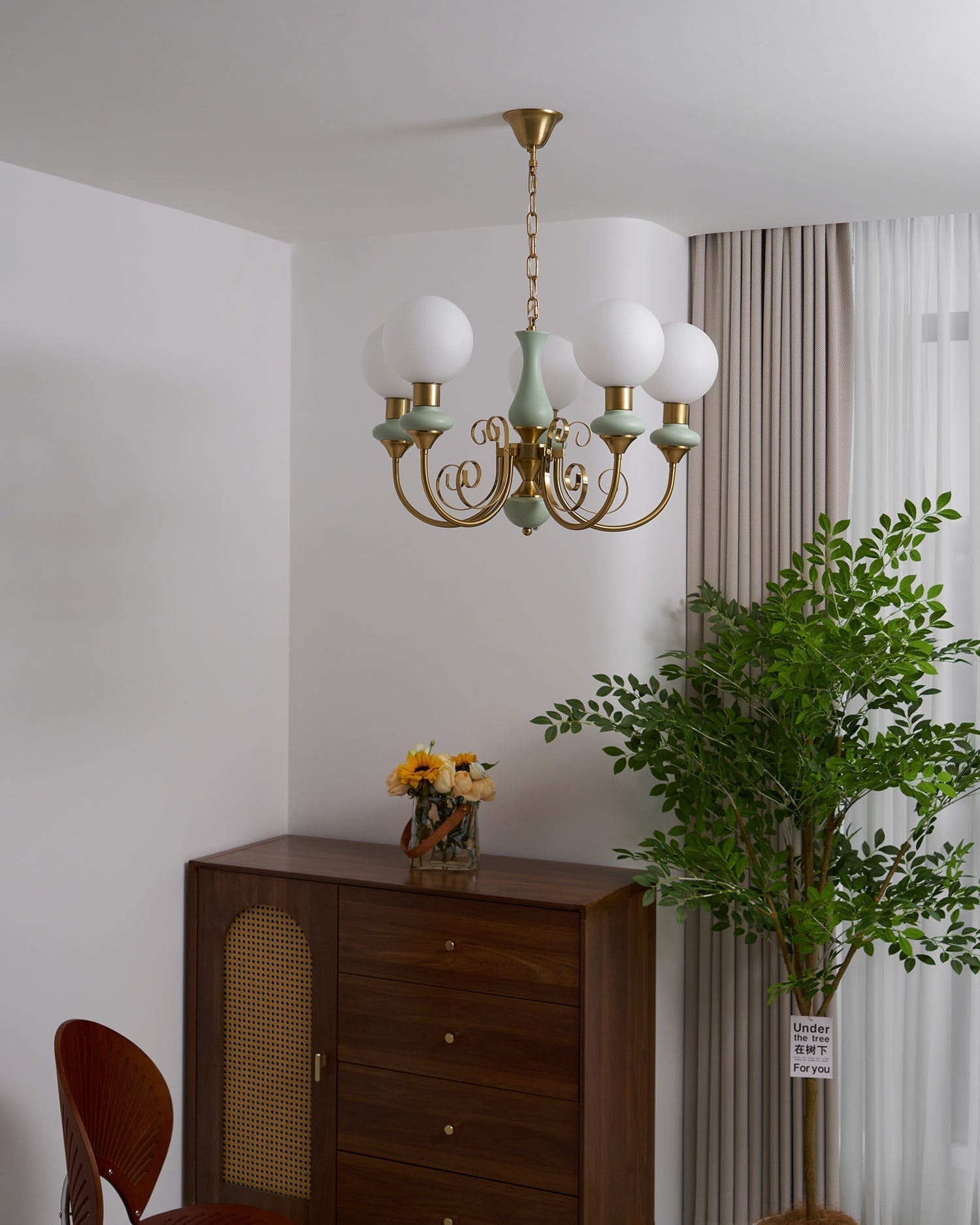 Luxurious Chandelier With Green Glass Shades In Gold Or Black Finish, 3, 5, Or 8 Lights