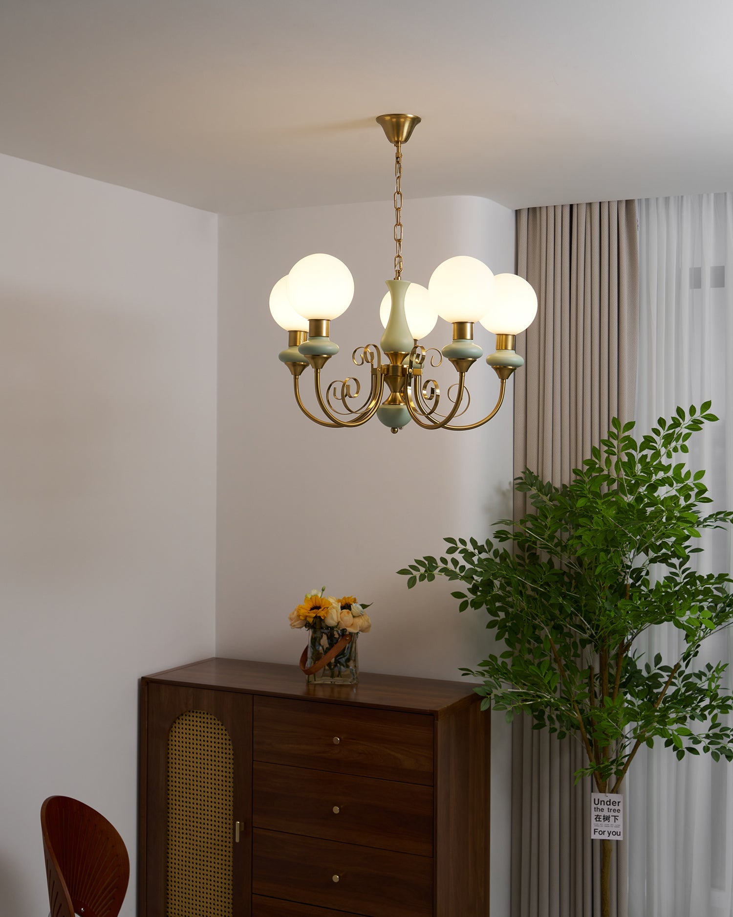 Luxurious Chandelier With Green Glass Shades In Gold Or Black Finish, 3, 5, Or 8 Lights