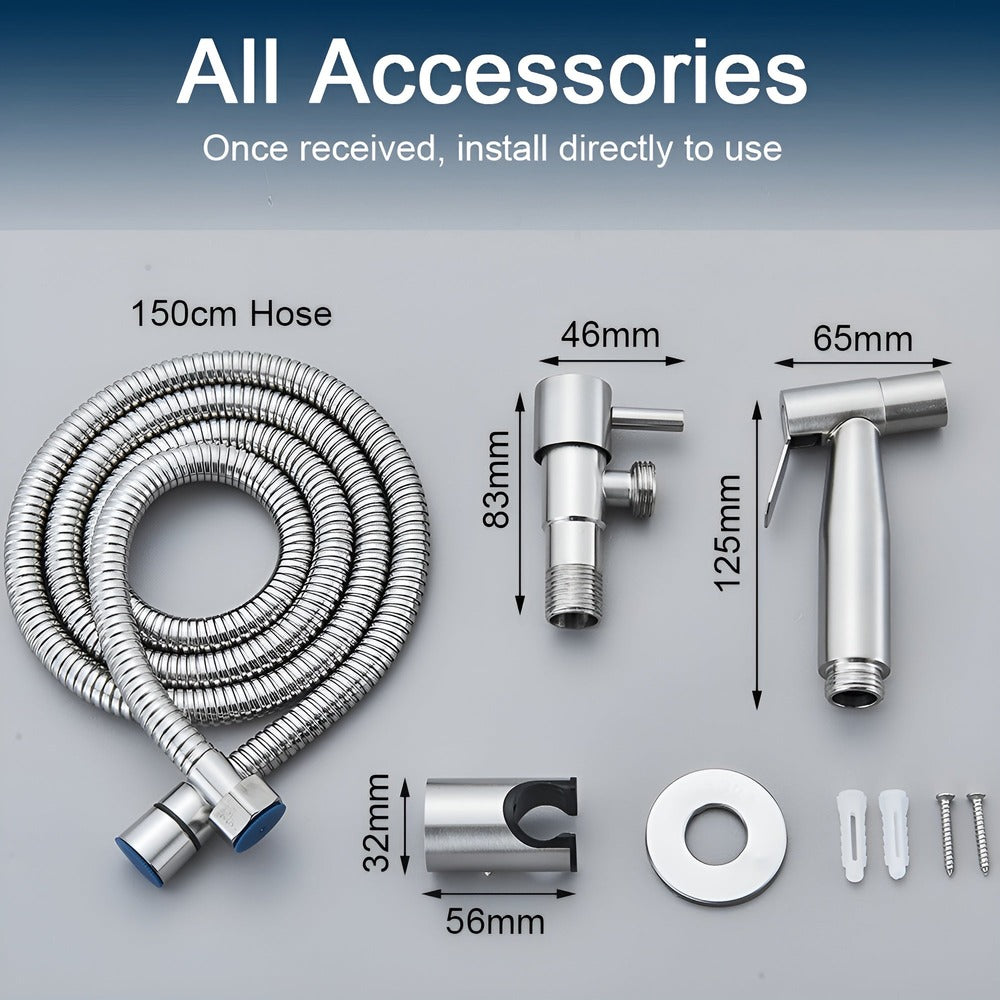 304 Stainless Steel Wall Mounted Bidet Sprayer Set For Toilet Hygiene