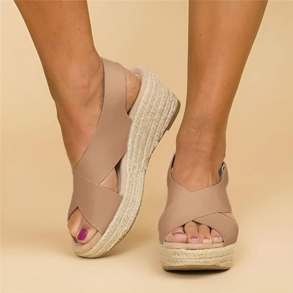 OrthoWalk Sandali Ortopedici Donna con Zeppa e Cinghie Incrociate per Comfort e Stile