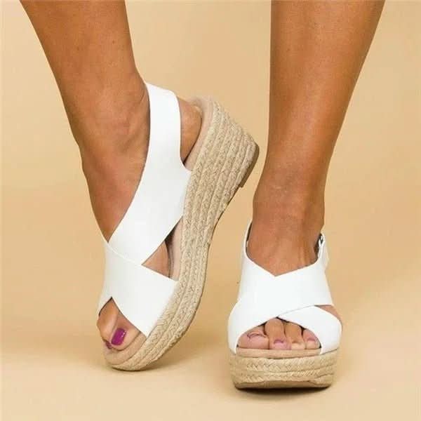 OrthoWalk Sandali Ortopedici Donna con Zeppa e Cinghie Incrociate per Comfort e Stile