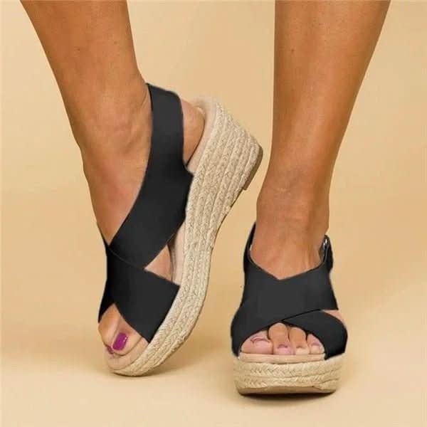 OrthoWalk Sandali Ortopedici Donna con Zeppa e Cinghie Incrociate per Comfort e Stile