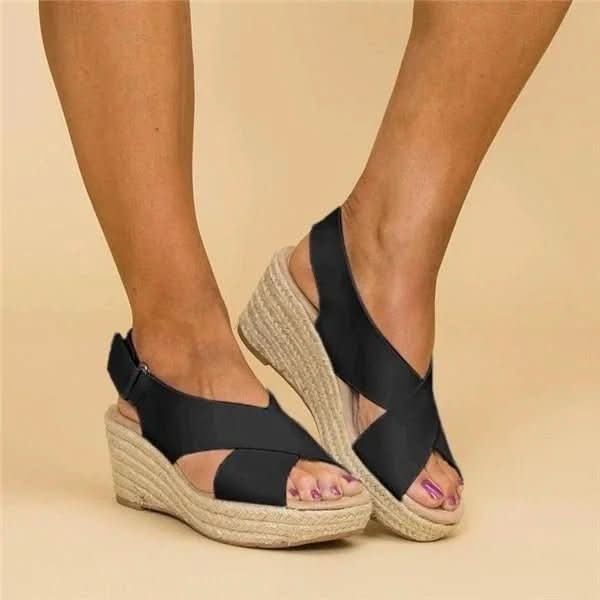 OrthoWalk Sandali Ortopedici Donna con Zeppa e Cinghie Incrociate per Comfort e Stile