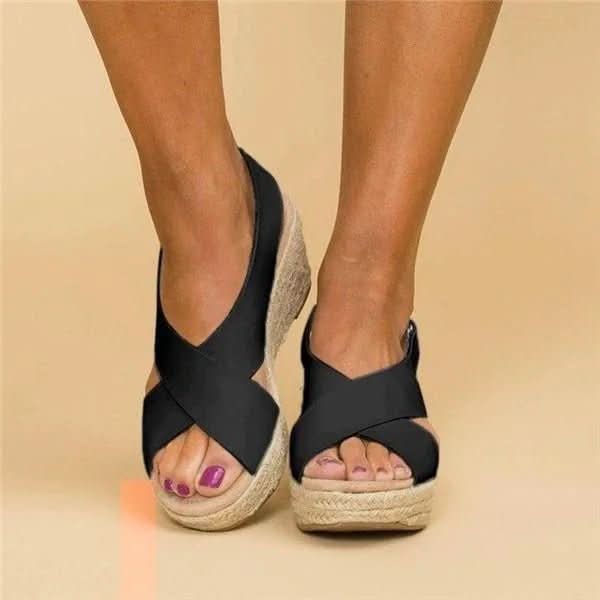 OrthoWalk Sandali Ortopedici Donna con Zeppa e Cinghie Incrociate per Comfort e Stile