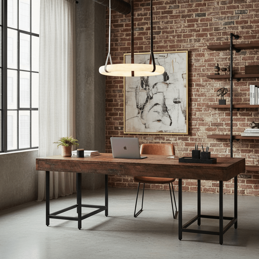 Alabaster-Ring-Hängeleuchte mit LED, Naturstein in Braun bis Gold, 3000K–6000K
