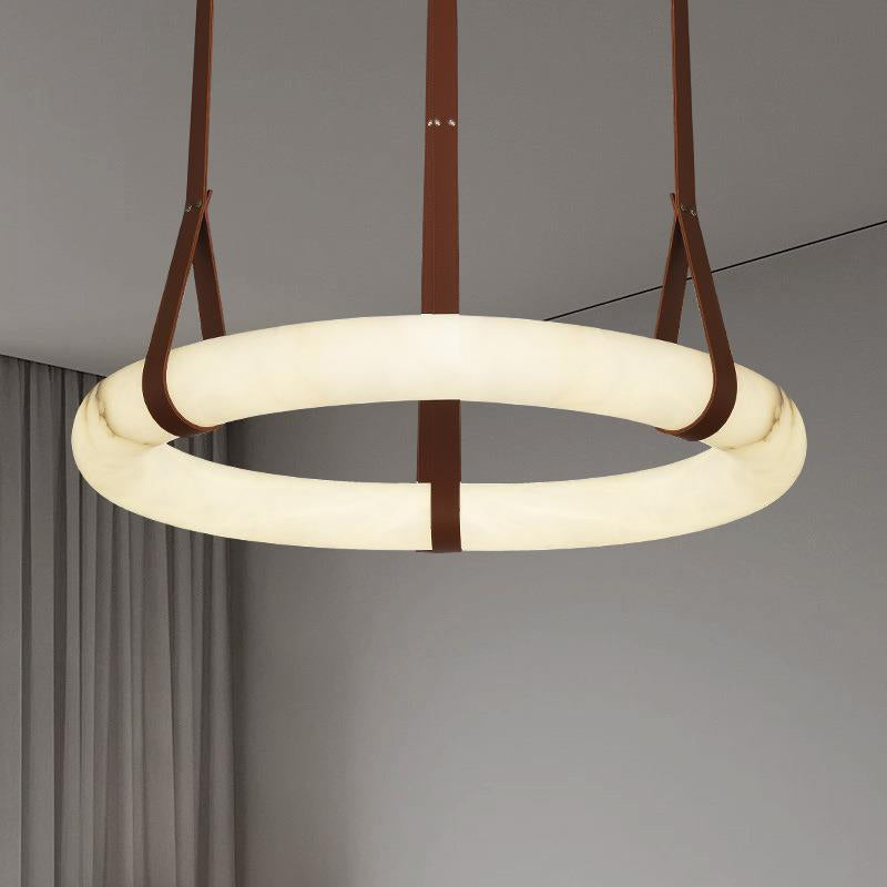 Alabaster-Ring-Hängeleuchte mit LED, Naturstein in Braun bis Gold, 3000K–6000K