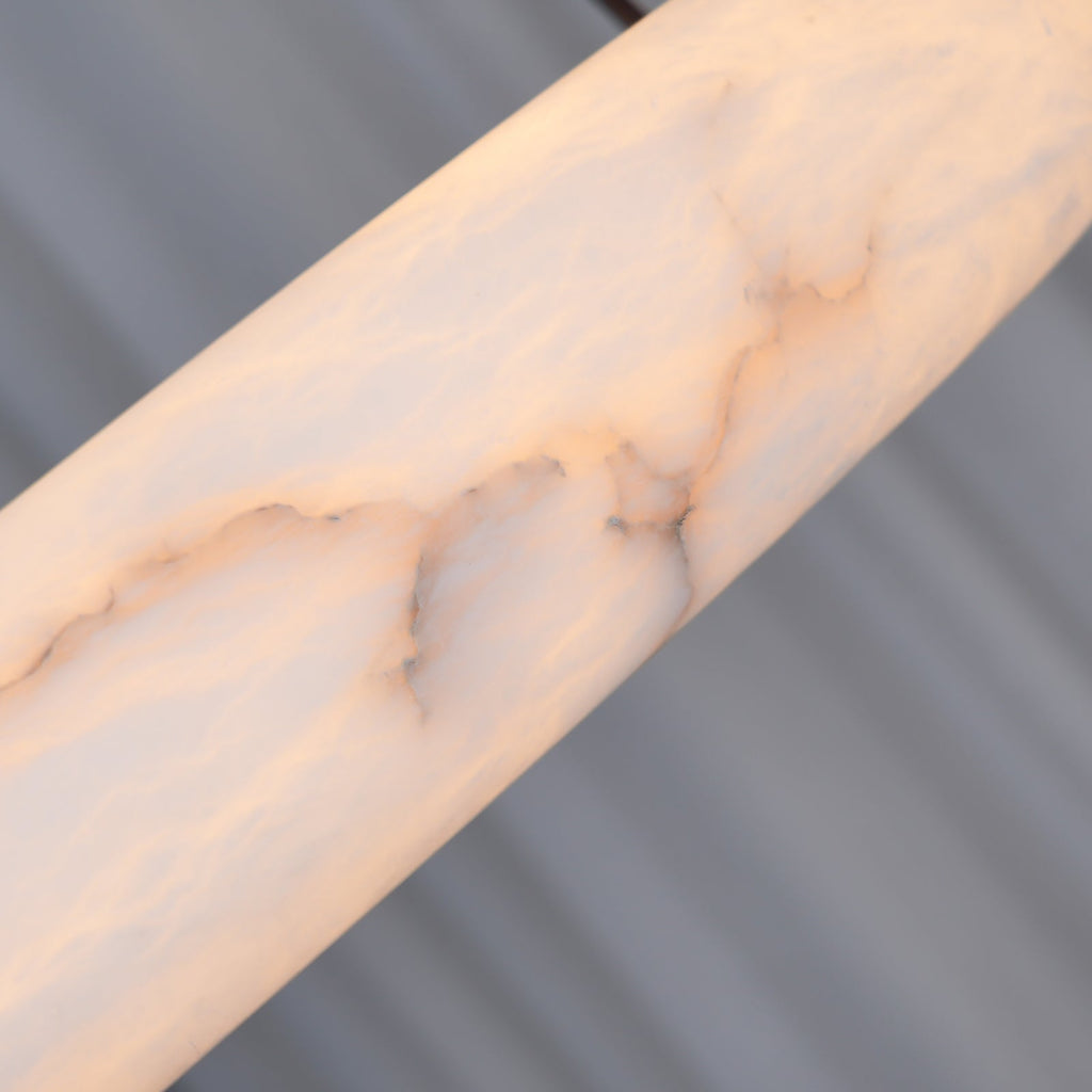 Alabaster-Ring-Hängeleuchte mit LED, Naturstein in Braun bis Gold, 3000K–6000K