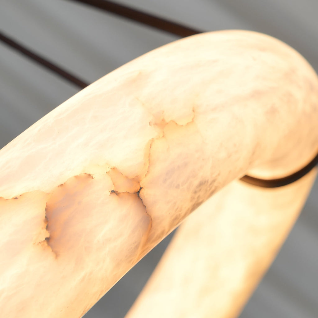 Alabaster-Ring-Hängeleuchte mit LED, Naturstein in Braun bis Gold, 3000K–6000K