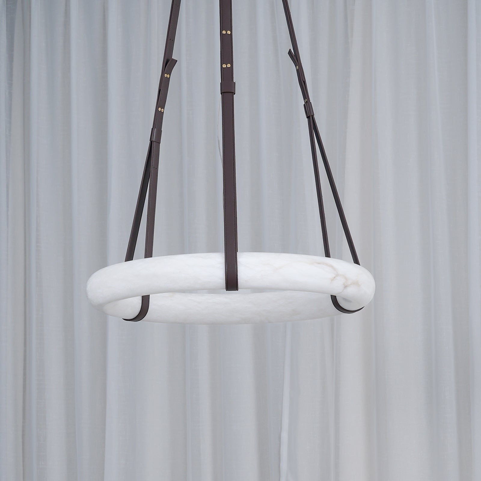 Alabaster-Ring-Hängeleuchte mit LED, Naturstein in Braun bis Gold, 3000K–6000K