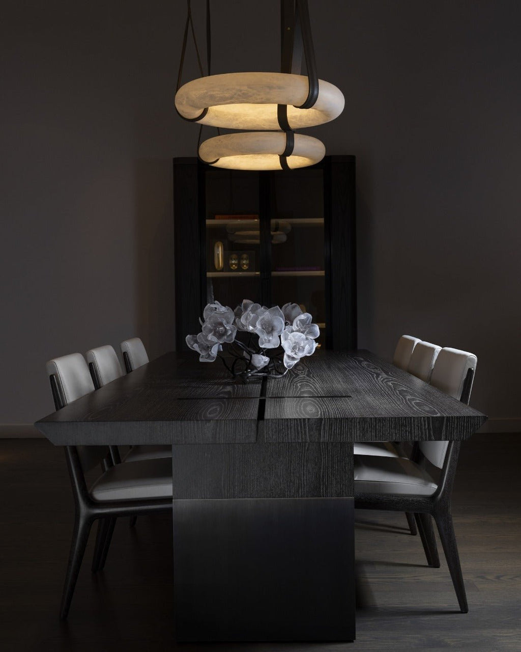 Alabaster-Ring-Hängeleuchte mit LED, Naturstein in Braun bis Gold, 3000K–6000K