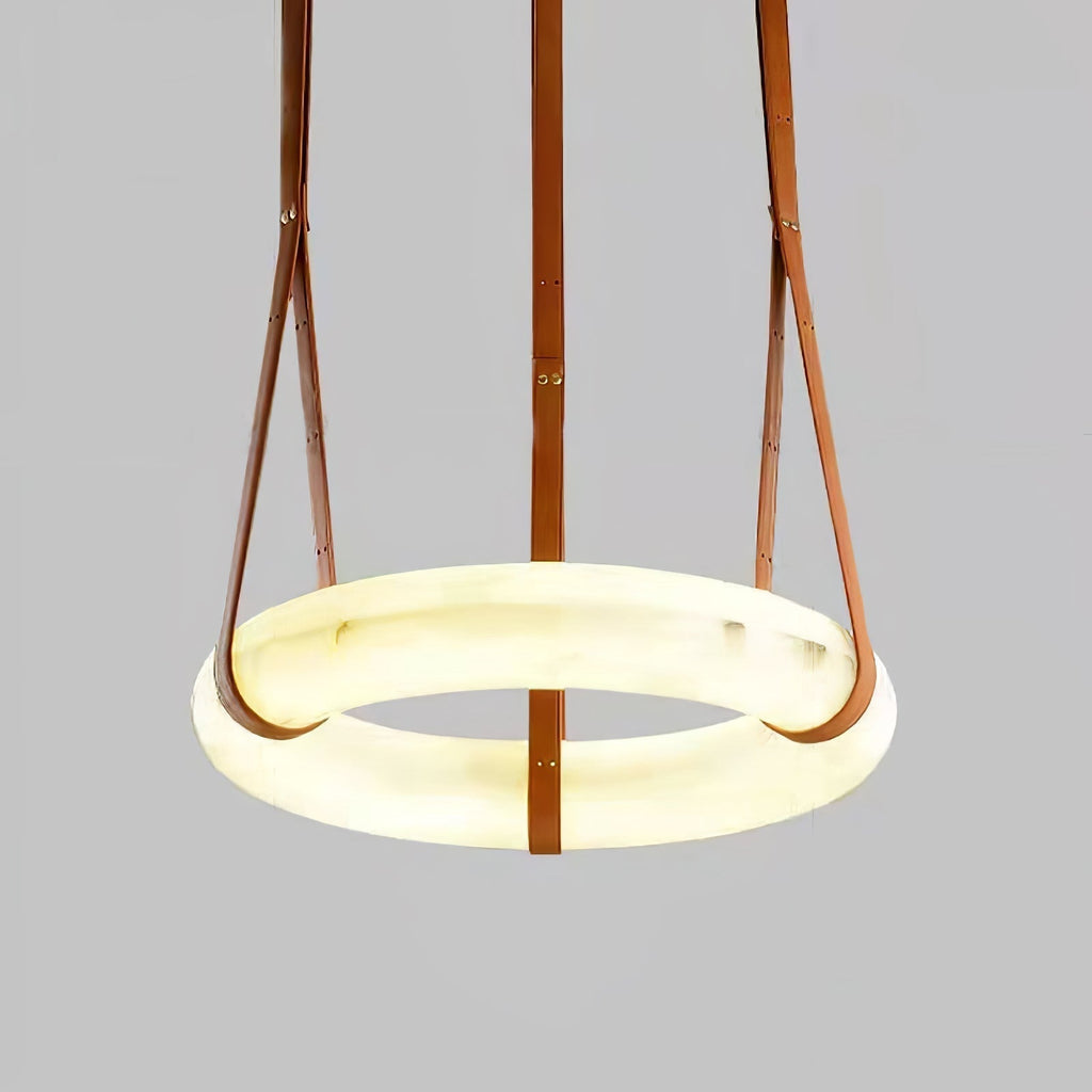 Alabaster-Ring-Hängeleuchte mit LED, Naturstein in Braun bis Gold, 3000K–6000K