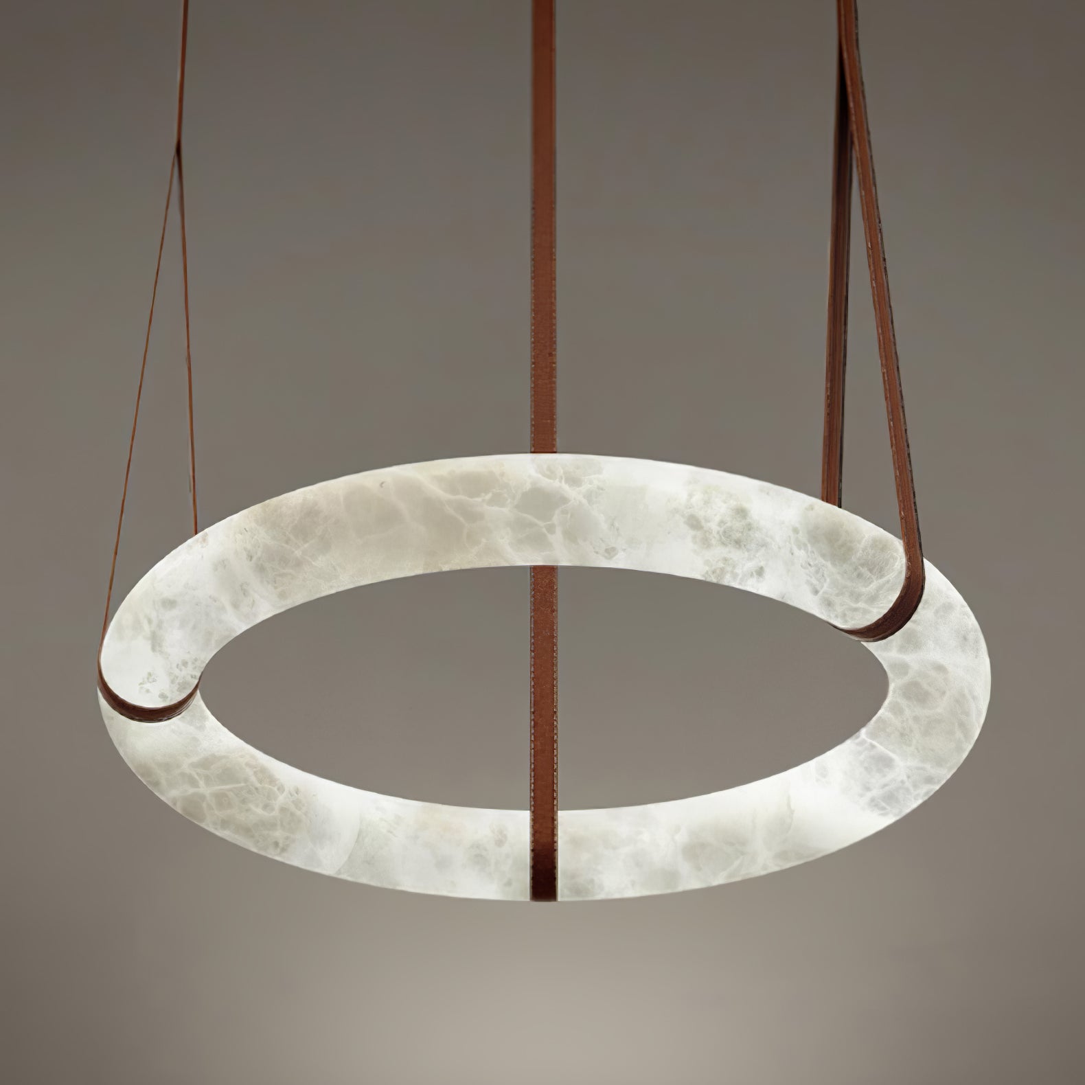 Alabaster-Ring-Hängeleuchte mit LED, Naturstein in Braun bis Gold, 3000K–6000K