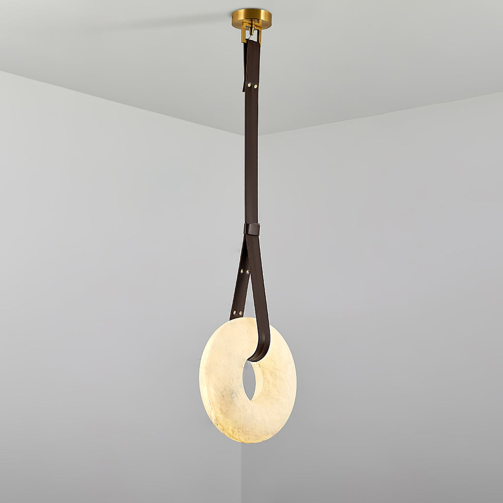 Alabaster-Ring-Hängeleuchte mit LED, Naturstein in Braun bis Gold, 3000K–6000K