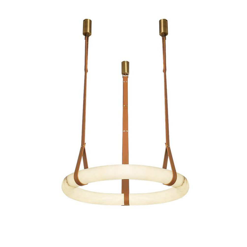 Alabaster-Ring-Hängeleuchte mit LED, Naturstein in Braun bis Gold, 3000K–6000K