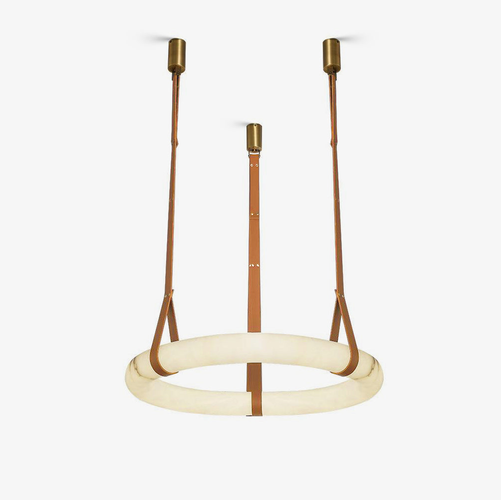 Alabaster-Ring-Hängeleuchte mit LED, Naturstein in Braun bis Gold, 3000K–6000K