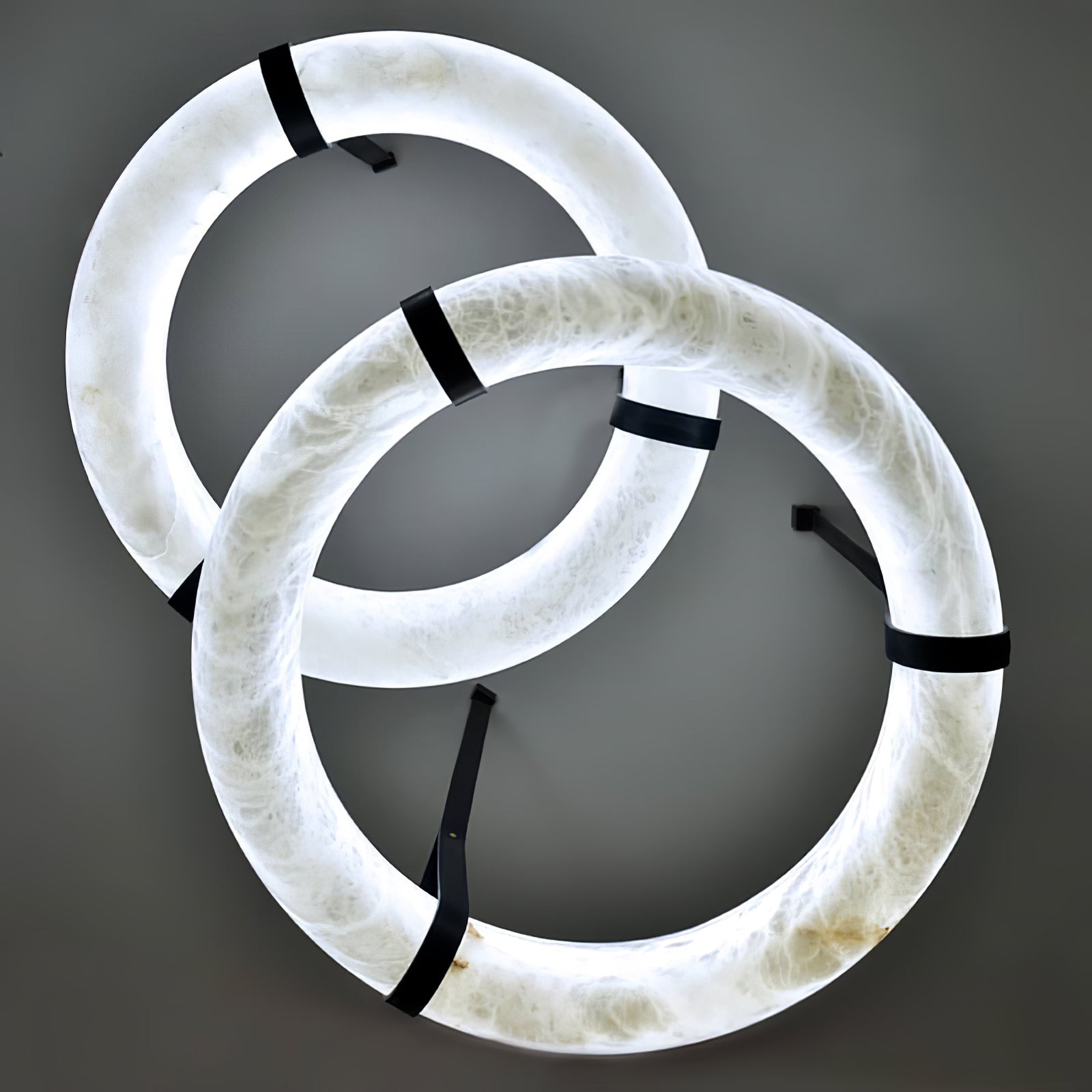 Alabaster-Ring-Hängeleuchte mit LED, Naturstein in Braun bis Gold, 3000K–6000K