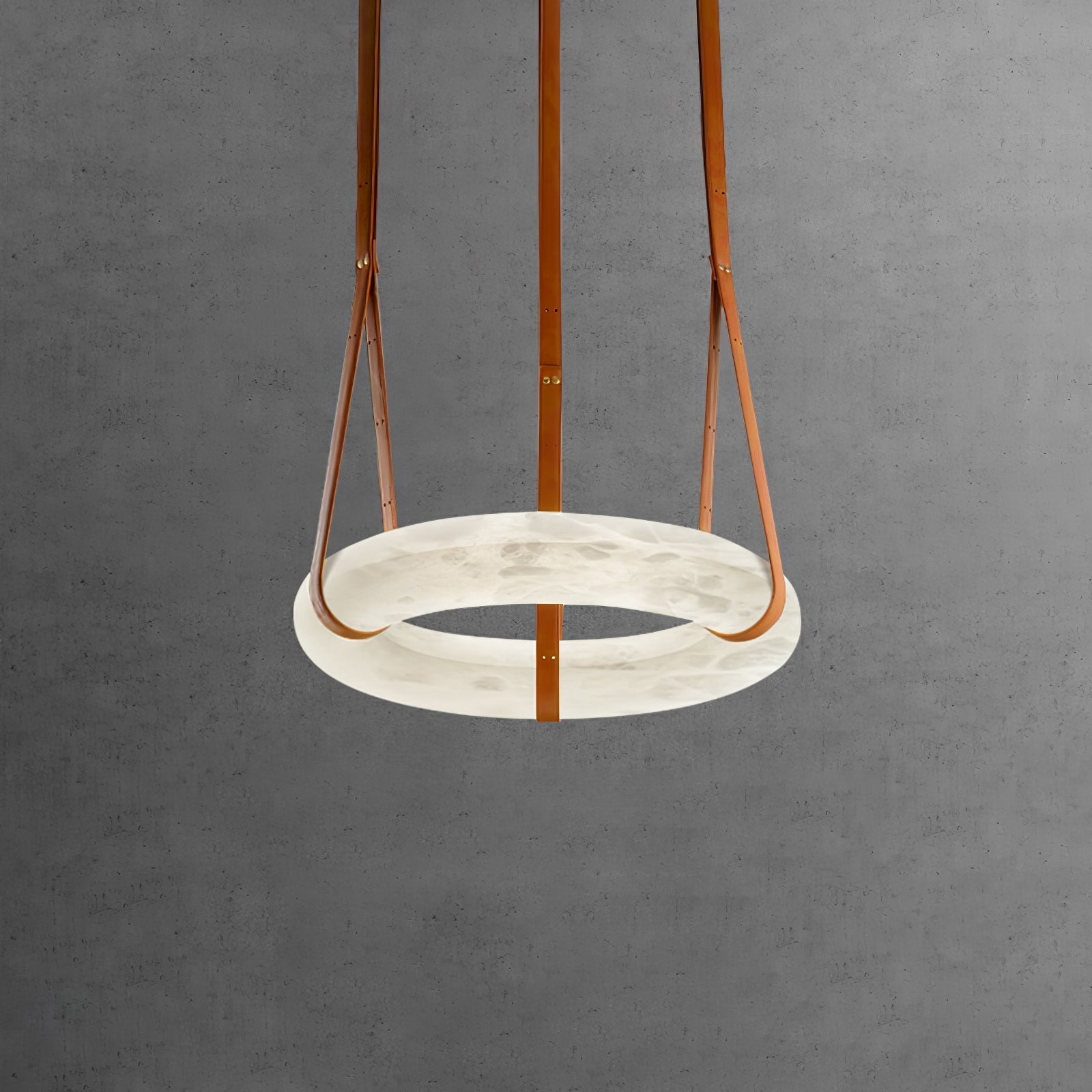 Alabaster-Ring-Hängeleuchte mit LED, Naturstein in Braun bis Gold, 3000K–6000K