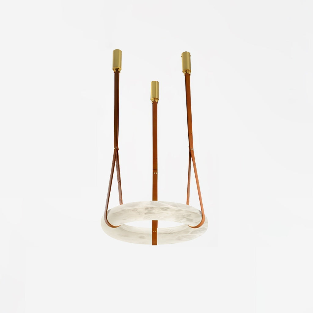 Alabaster-Ring-Hängeleuchte mit LED, Naturstein in Braun bis Gold, 3000K–6000K