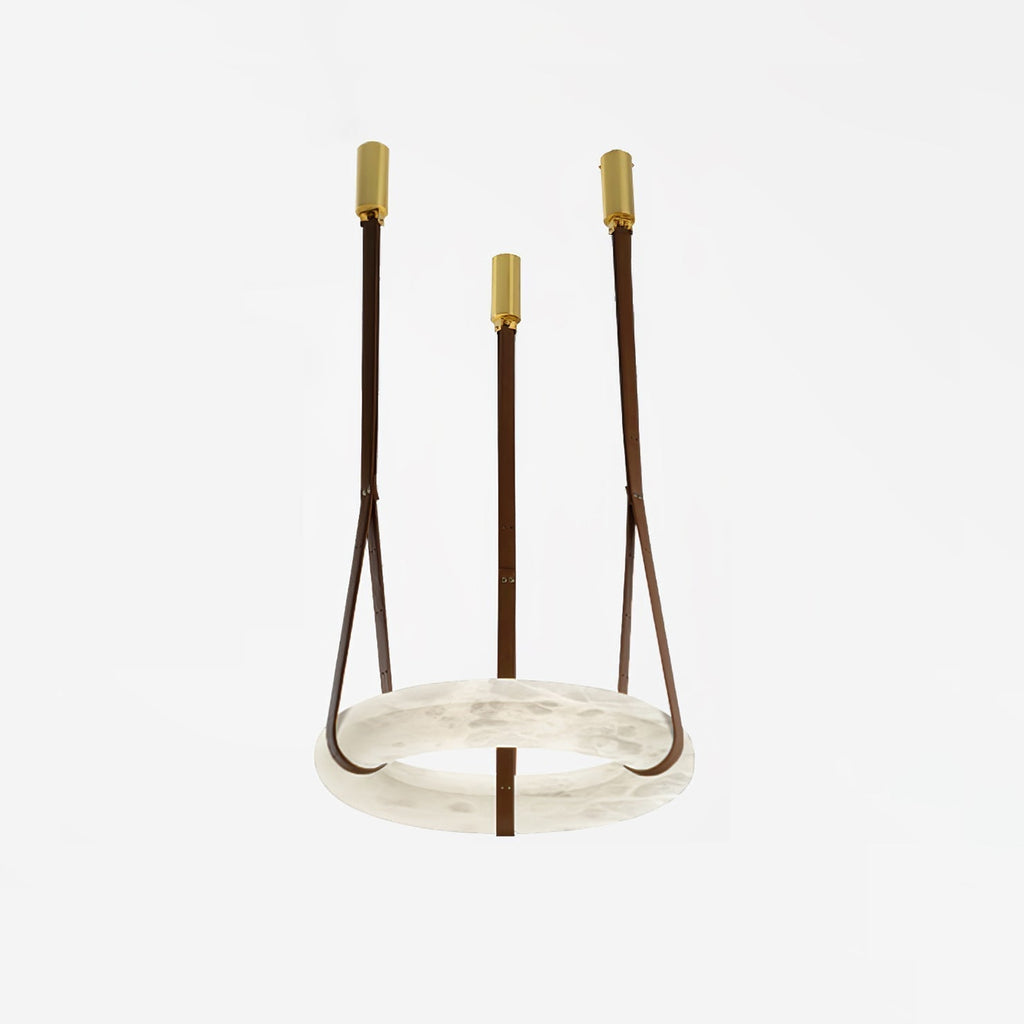 Alabaster-Ring-Hängeleuchte mit LED, Naturstein in Braun bis Gold, 3000K–6000K