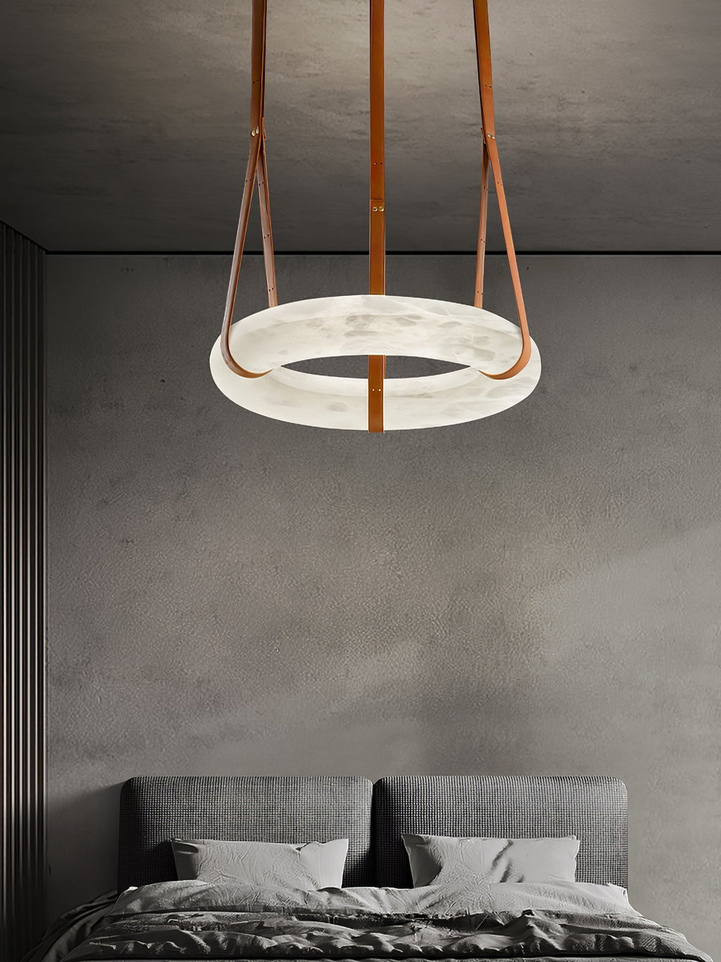 Alabaster-Ring-Hängeleuchte mit LED, Naturstein in Braun bis Gold, 3000K–6000K