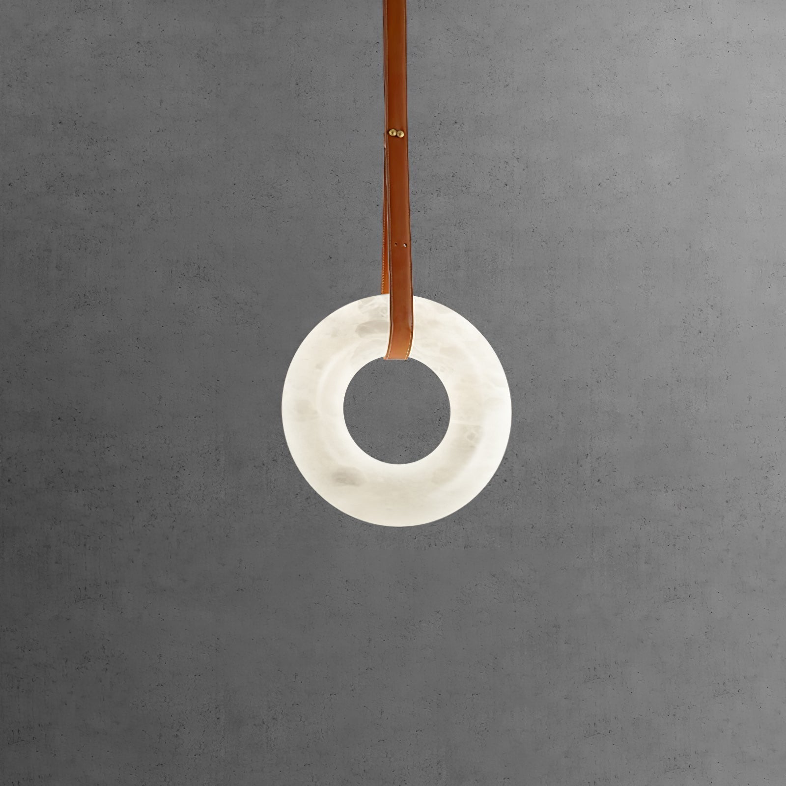 Alabaster-Ring-Hängeleuchte mit LED, Naturstein in Braun bis Gold, 3000K–6000K