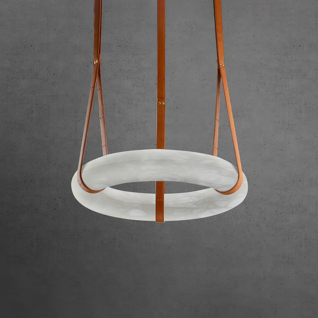 Alabaster-Ring-Hängeleuchte mit LED, Naturstein in Braun bis Gold, 3000K–6000K