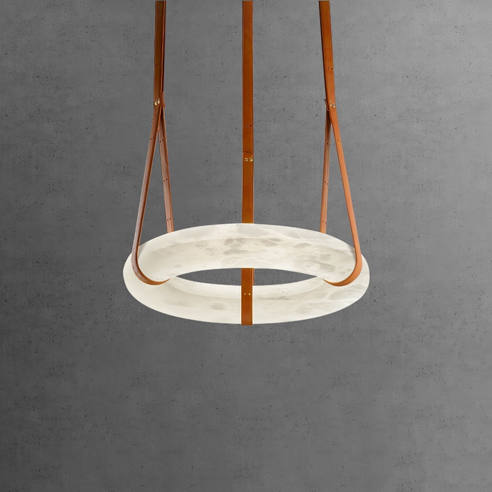 Alabaster-Ring-Hängeleuchte mit LED, Naturstein in Braun bis Gold, 3000K–6000K