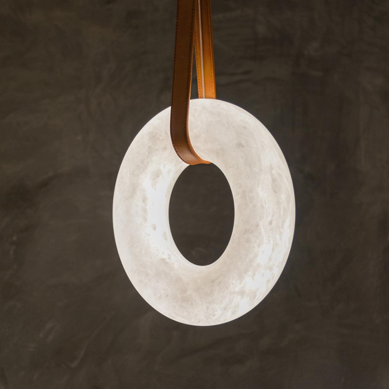 Alabaster-Ring-Hängeleuchte mit LED, Naturstein in Braun bis Gold, 3000K–6000K