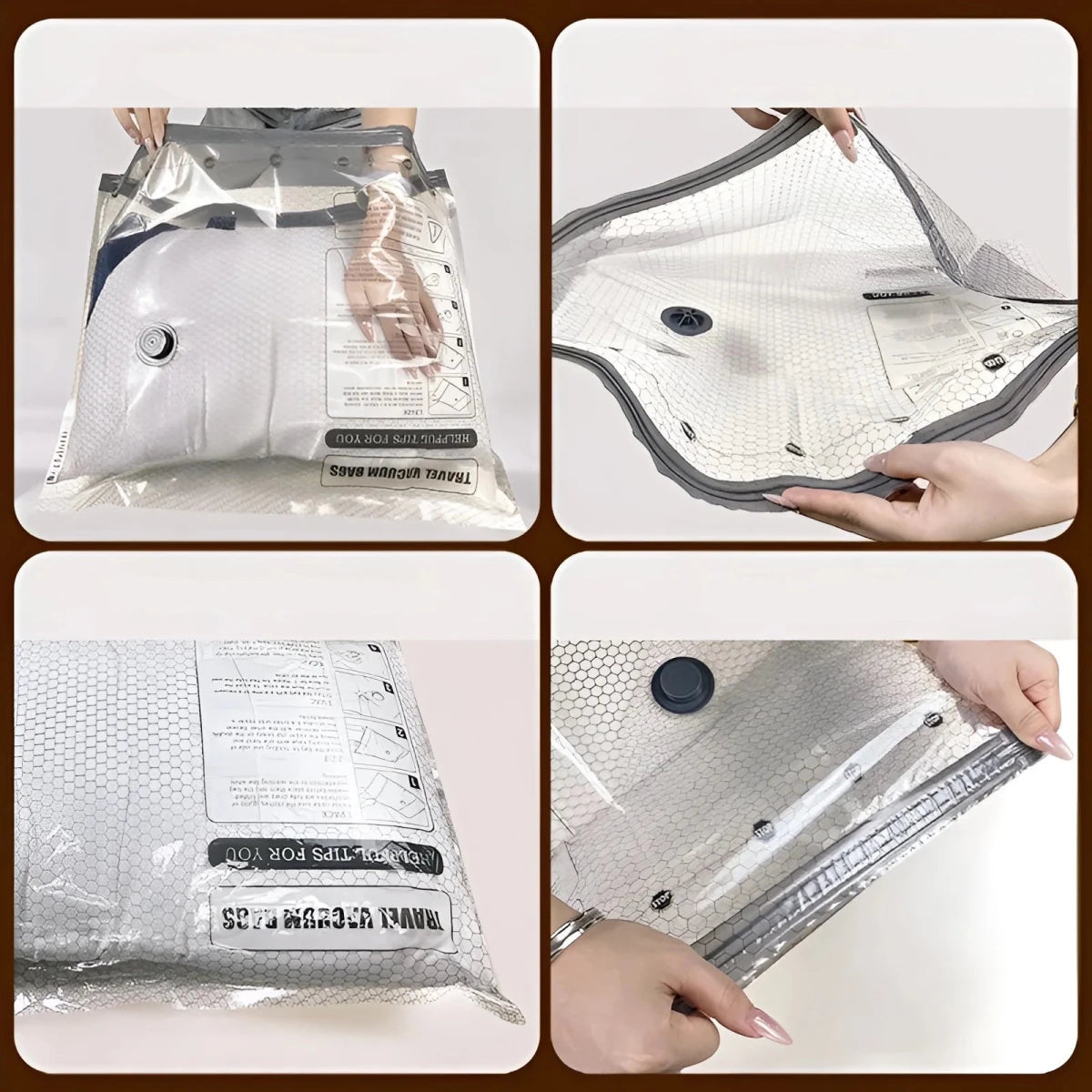Compact Travel Vacuum Set with Rechargeable Pump for Space Saving