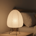 AuroraRice Ciepła Lampa Stołowa z Papieru Ryżowego z Klasyczną Retro Sylwetką