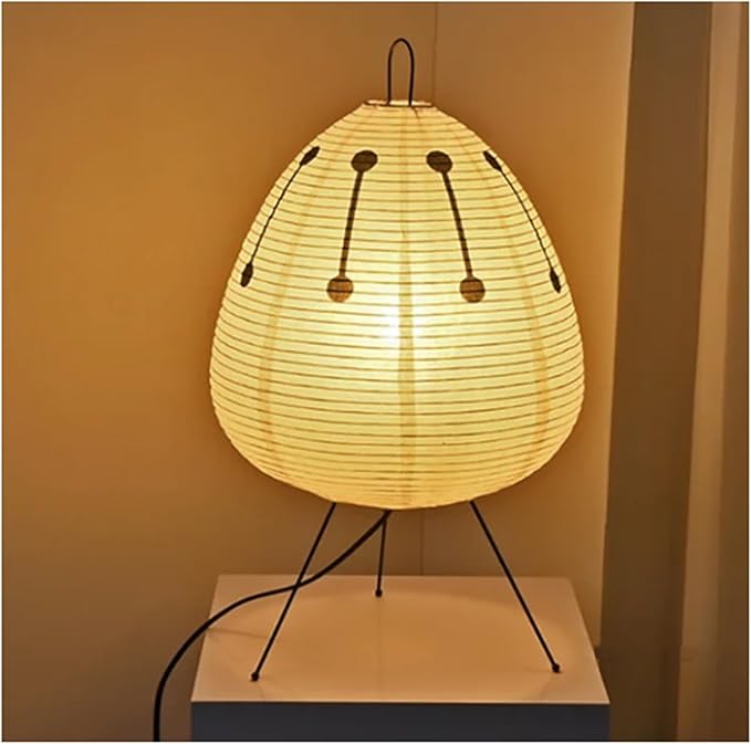 AuroraRice Ciepła Lampa Stołowa z Papieru Ryżowego z Klasyczną Retro Sylwetką