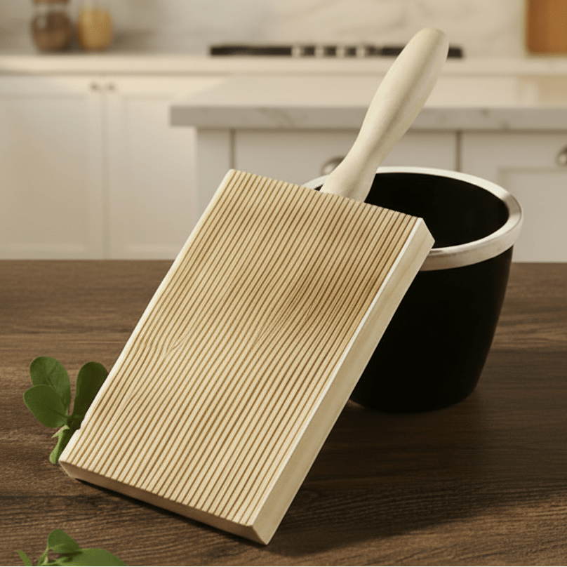 PastaCraft Wooden Gnocchi Board With Comfortable Handle For Home Cooks