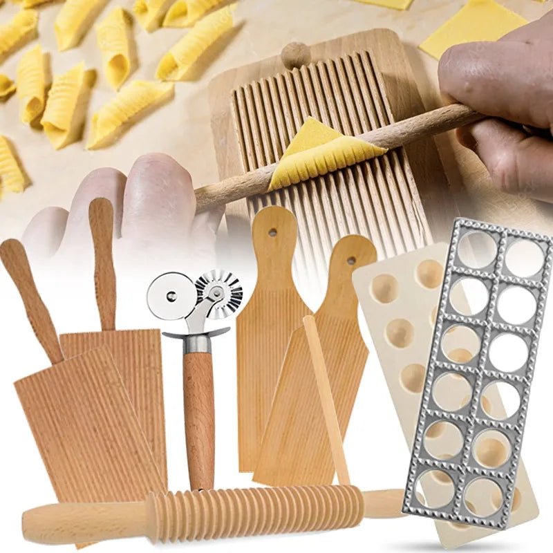 PastaCraft Traditional Pasta Board And Gnocchi Molding Set In Beech Wood